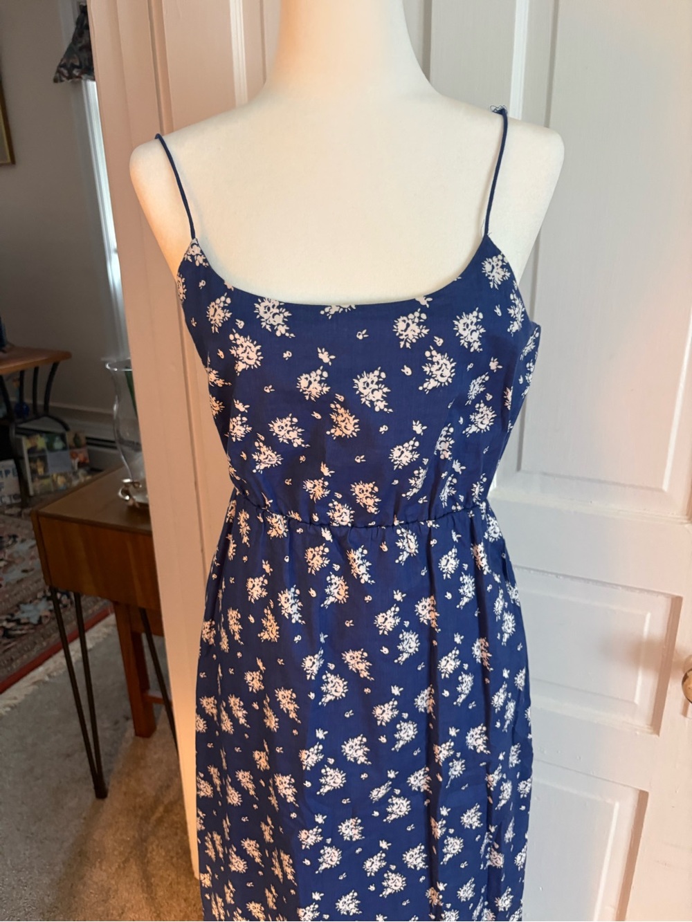 J. Crew Navy Blue Floral Midi Dress